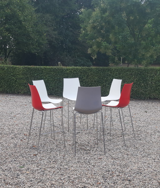 Set of 6 Pedrali bar stools 3D color Italian design