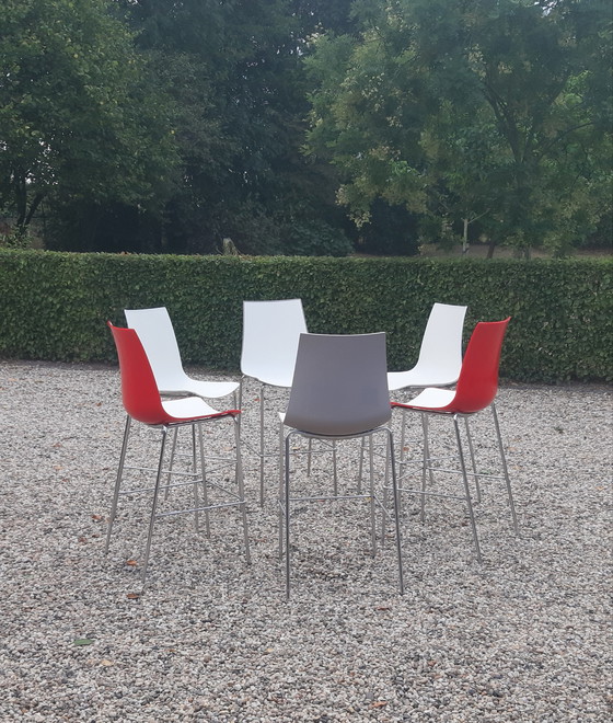 Image 1 of Set of 6 Pedrali bar stools 3D color Italian design