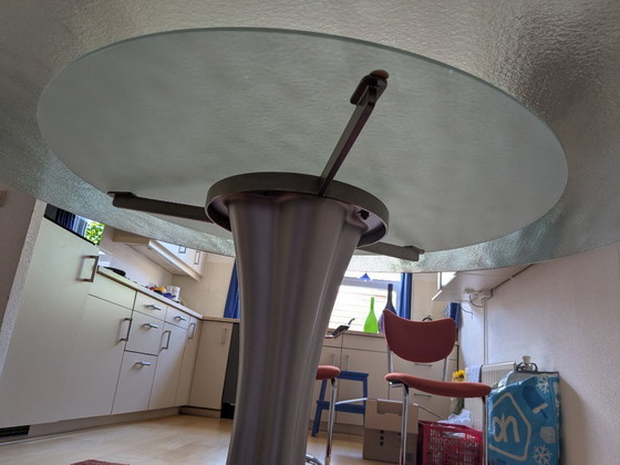 Image 1 of Leolux LX round glass table with tree base in silver