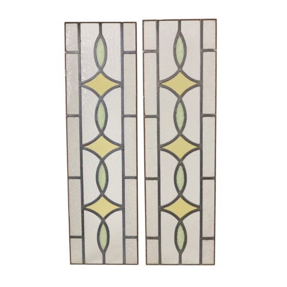 Art Deco Glasraam Glas in Lood Geometrisch 85x24cm – Decoratieve objecten, Vintage (photo 18 of 18)