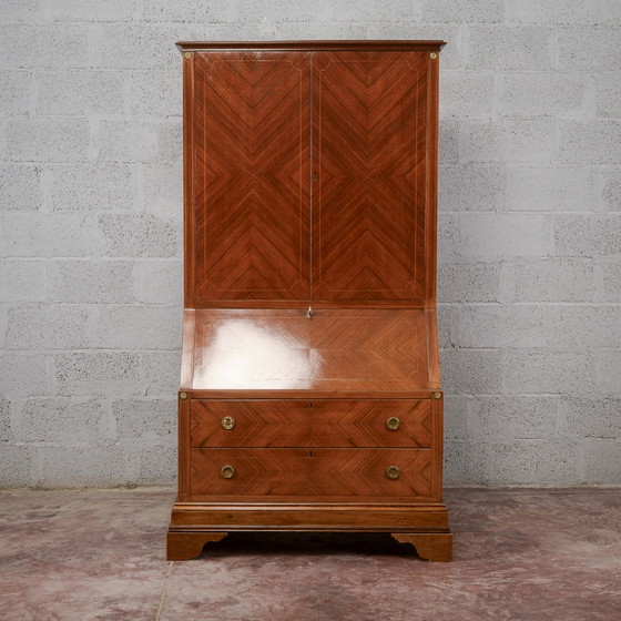 Art Deco Drop-Front Trumeau Credenza – Specchi, Legno (photo 5 of 17)
