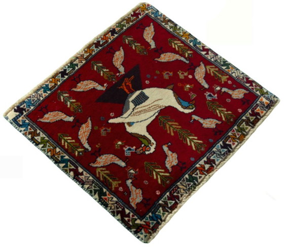 Image 1 of Hand-knotted Shiraz oriental rug - 51 x 55 cm Unique nomadic piece with animal motif