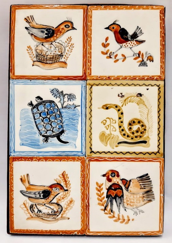 Image 1 of Pannello da parete in maiolica dipinta a mano con 6 piastrelle