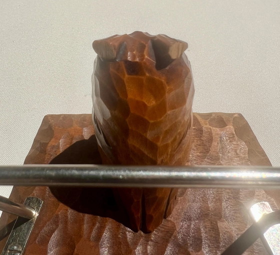 Vintage Owl Letter Holder Wood Carved Mid Century Letter Holder Hand Carved Owl Desk Organizer Retro (photo 5 of 9)