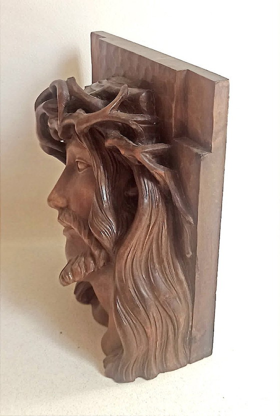 Bas relief tête de Christ couronné d'épines Hauteur 23,2 cm – Sculptures, Wood (photo 10 of 14)