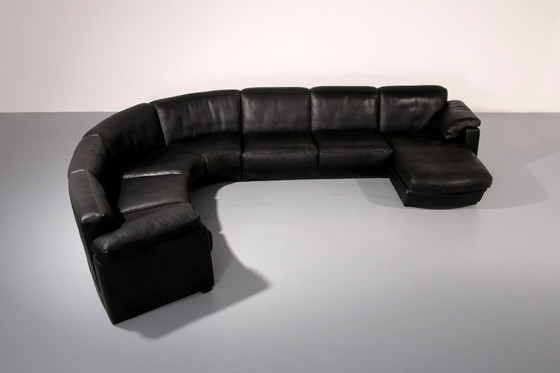 Image 1 of De Sede Modular 7-Piece Mid-Century Leather Sofa in Black – Swiss Icon