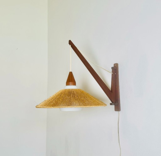 Applique murale en bois et sisal par E.R. Nele pour Temde Leuchten, Allemagne/Suisse, années 1960 – wandlampen (photo 2 of 6)