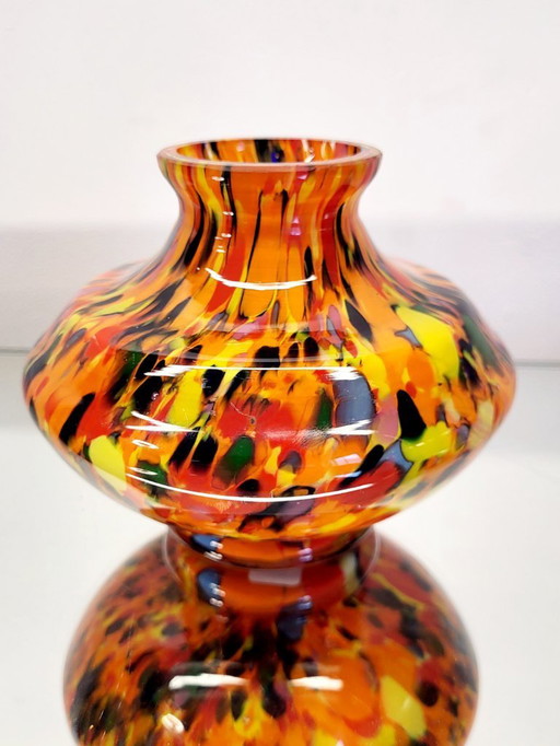 Art Deco spatter vase, beaded glass, Czech Republic