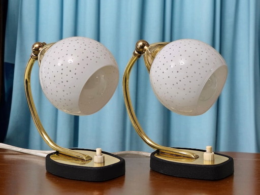 Pair of small bedside lamps, Mid-Century