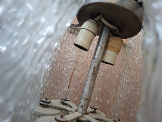 Image 1 of Vintage Murano Glass "Ice Effect" Chandelier – 1970s – Mid-Century Design