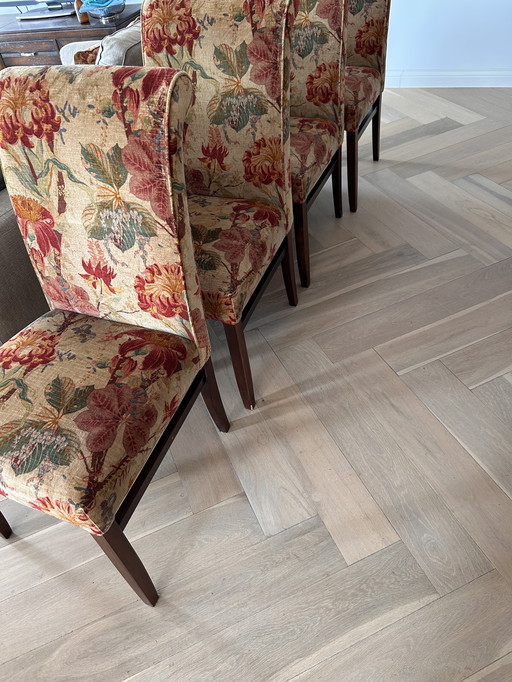 4x klassiek beklede antieke stoelen