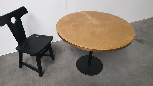 Brass Patinated Table Round Wabi Sabi Cast Iron Foot Pedrali