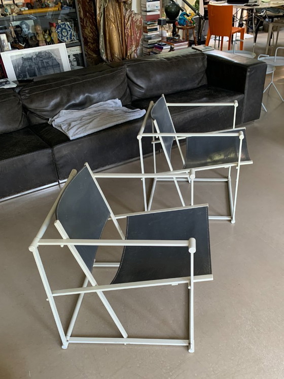 Juego de 2 sillas Cube Pastoe FM60 – Radboud van Beekum – Arnés de cuero gris – Sillones, Leather, Metal (photo 16 of 17)