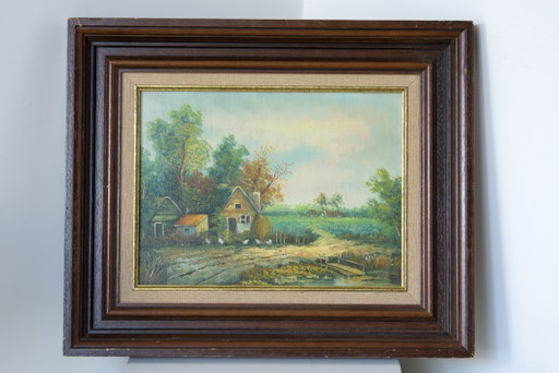 Atmospheric Dutch Polder Landscape in the style of the Hague School – Oil paint