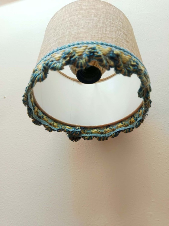2x Art Deco Handleuchten, Wandleuchten, Stoff, Blau (Foto 6 von 8)