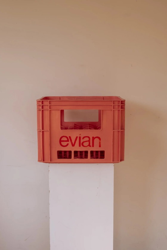 Vintage Pink Evian Bottle Crate – Decorative Objects, Plastic (photo 2 of 2)
