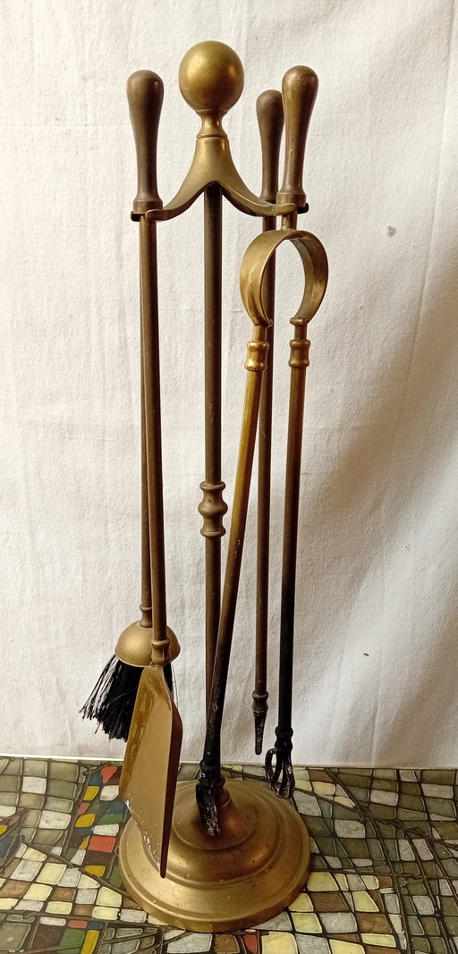 Haardgereedschap Set – decoratieve objecten, Iron, Brass