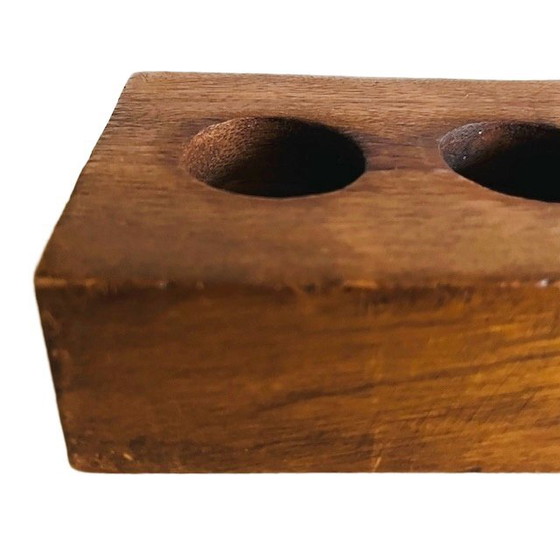 Image 1 of Vintage mid-century solid wood teak tealight holder 1970s