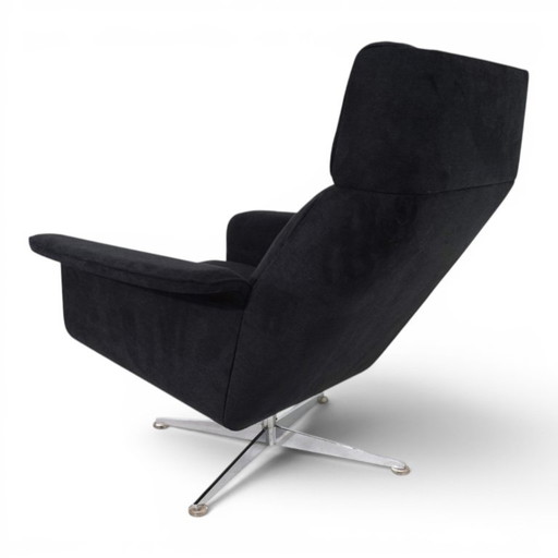 Sillón reclinable Kaufeld Siesta 62 con otomana, diseñado por Jacques Brule en 1960.