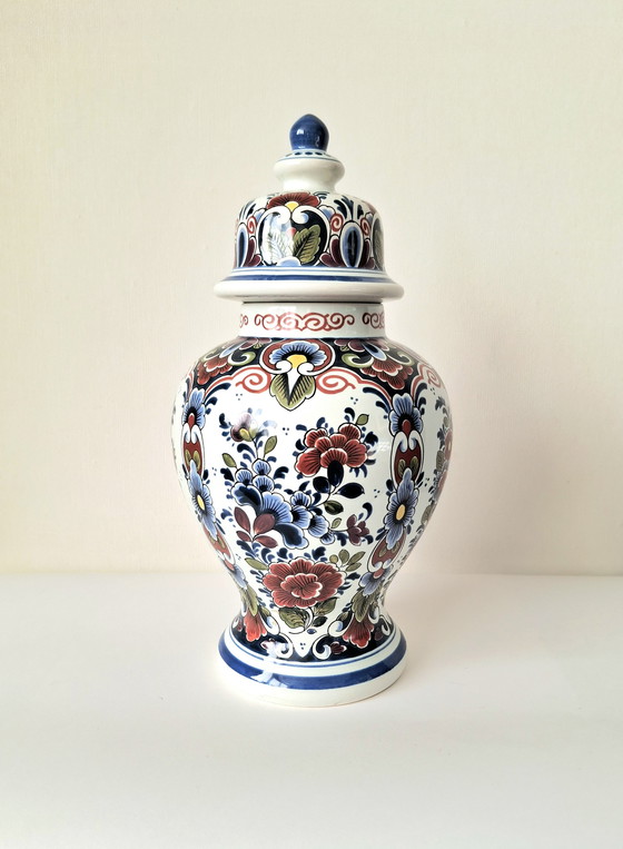 Image 1 of Hermoso tarro de jengibre policromado, intacto, de O.U.D. Delft Nijmegen.