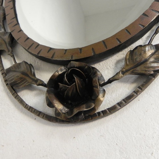 Image 1 of Art Deco mirror with faceted glass in steel frame, 1930s