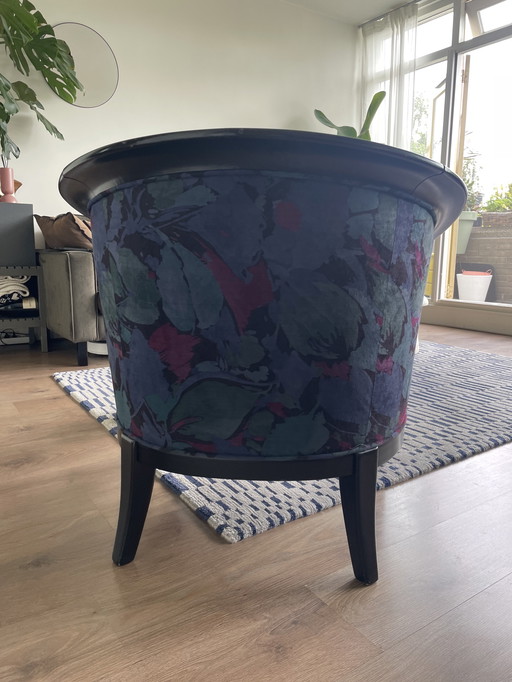 Fauteuil de style Art déco avec tissu imprimé des années 80