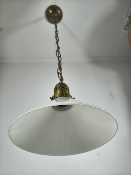 Vintage hanglamp met opaalglas jaren 60-70
