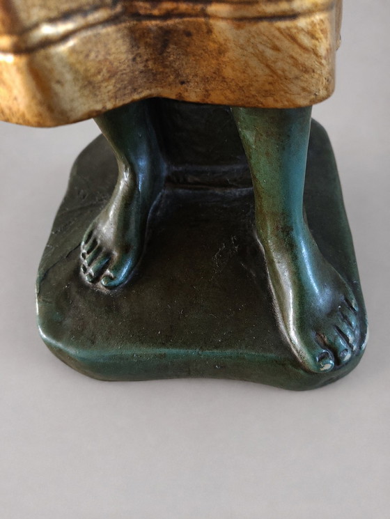 Hermosa escultura antigua de estilo Art Nouveau «Niña con gato» – Hermanos Van Paridon (ca. 1905) – Other (photo 5 of 7)