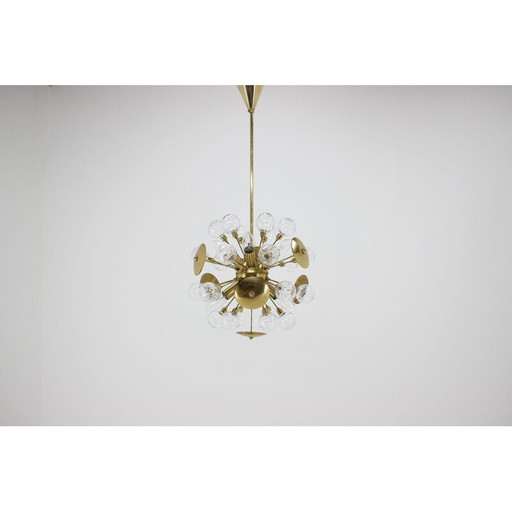 Sputnik-Kronleuchter aus Messing und Glas von Zeleznobrodske Sklo, Tschechoslowakei 1960