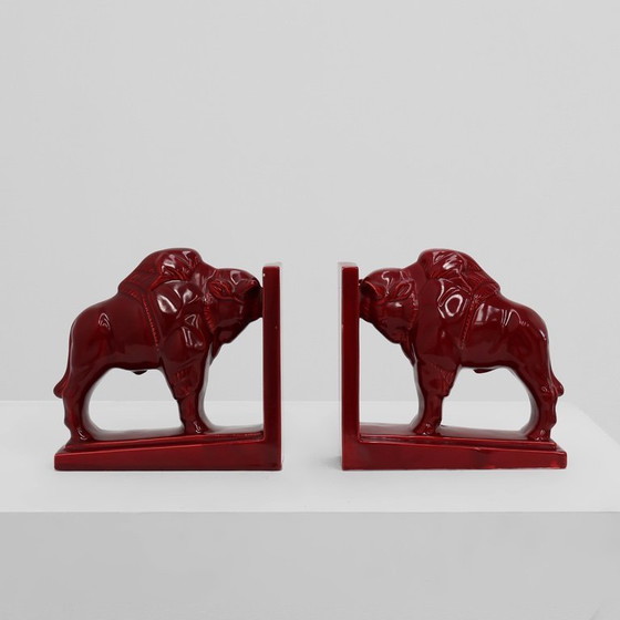 Image 1 of Bélgica / 1920 / juego sujetalibros / F.J 539 / cerámica / Art Déco