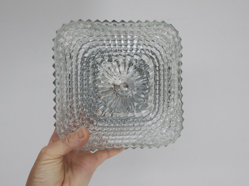 Vintage Ceiling light / glass metal / square