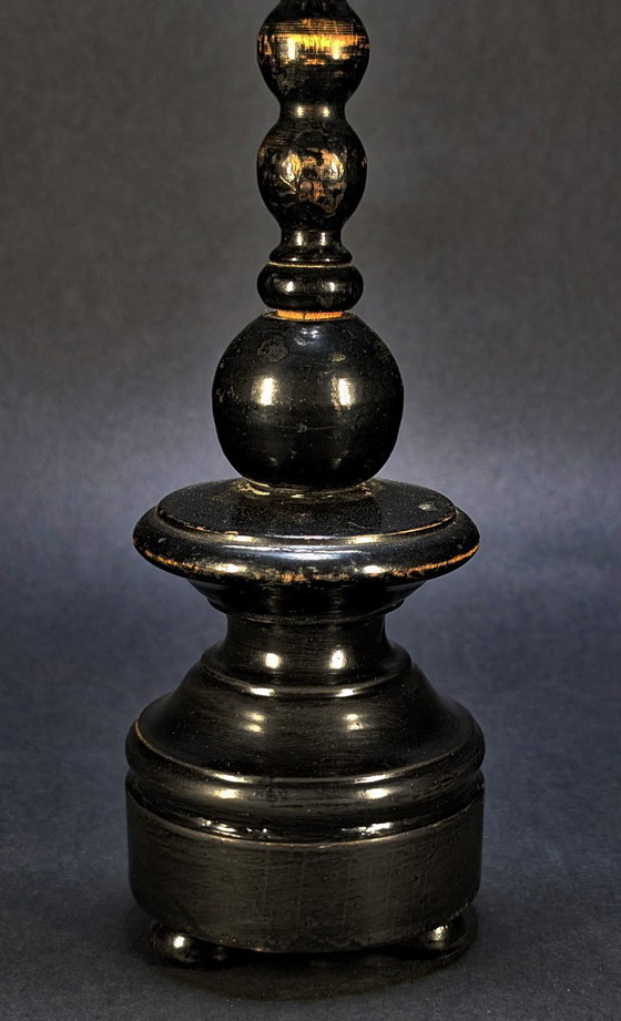 Image 1 of Croce antica restaurata in legno nero e metallo argentato, raffigurante Cristo in stile Napoleone III.