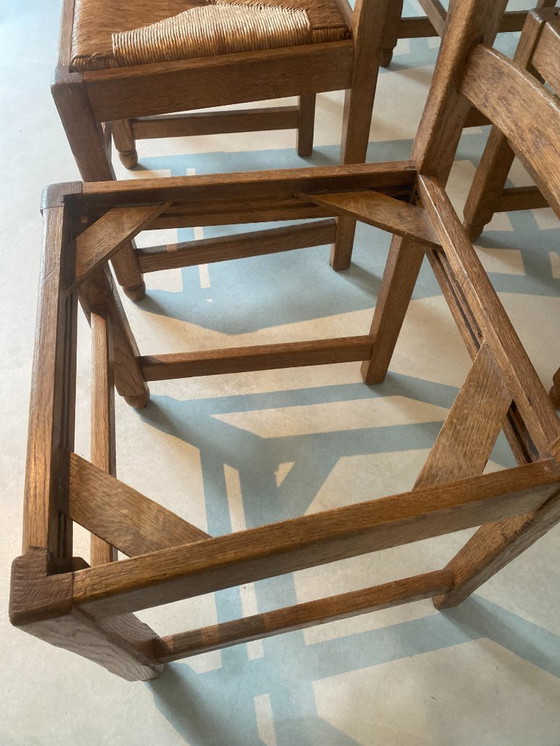 Image 1 of Set di 6 sedie con schienale a scaletta in rovere massiccio - stile francese ad angolo, vintage