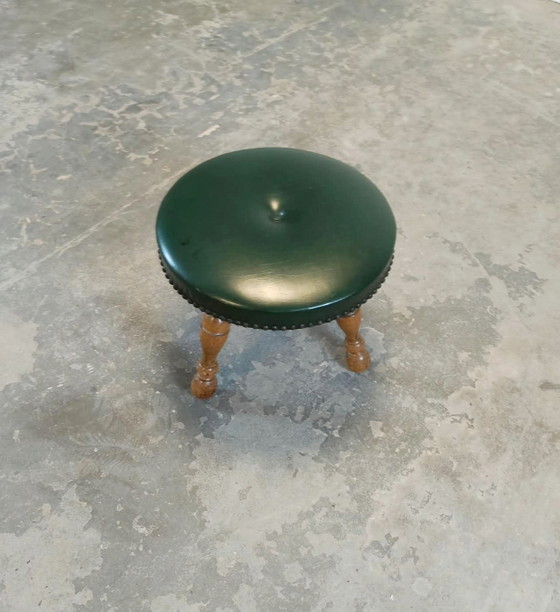 Vintage tripod vinyl stool – Skai, Wood (photo 5 of 13)