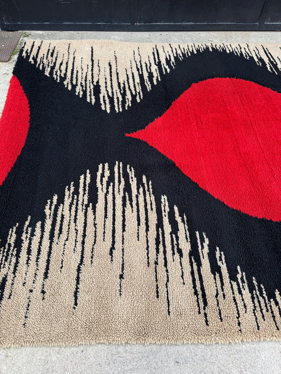 Image 1 of Großer skandinavischer Rya-Teppich aus den 1970er Jahren