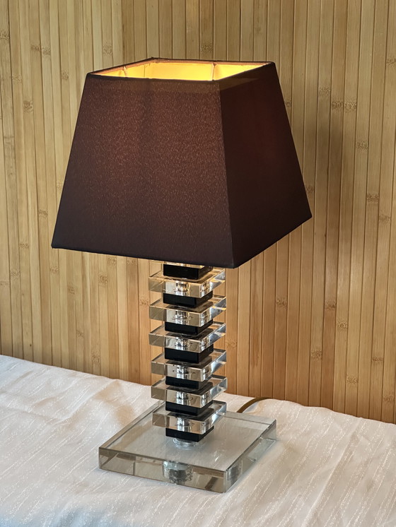 Image 1 of Vintage Hollywood Regency table lamp glass base