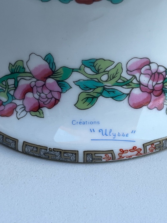 Grande Vaso Coperchiato Limoges 38cm Ulysse Paris Peonie, Vasi, Porcellana, Verde (foto 4 di 8)