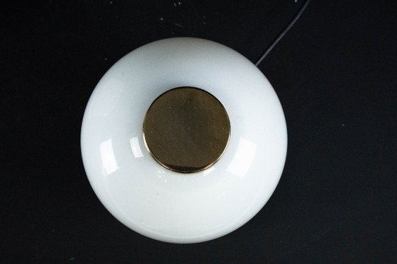 Image 1 of Pair of 1980s Italian Murano Lattimo Glass Mushroom Bedside Lamps