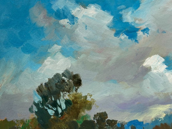 Image 1 of Original Oil Painting Summer Field Landscape Summer meadow glade