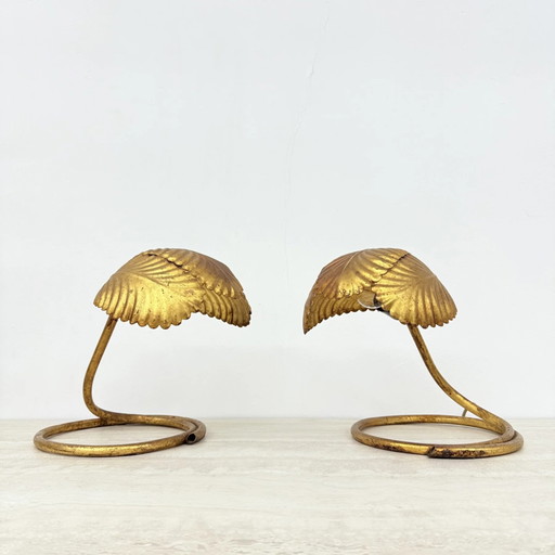 Lampada da tavolo Hollywood Regency foglia, anni '70