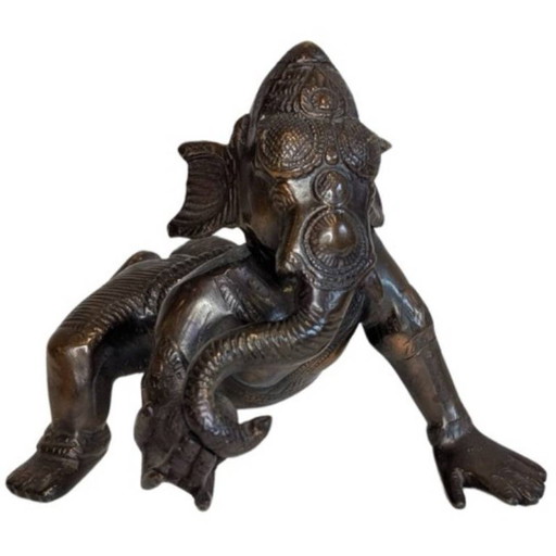 Ganesha rampant en bronze antique – Inde – beeldhouwkunst