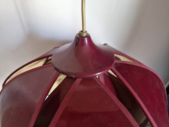 Image 1 of Burgundy lotus flower pendant light by Robert de Schuytener, 1980s
