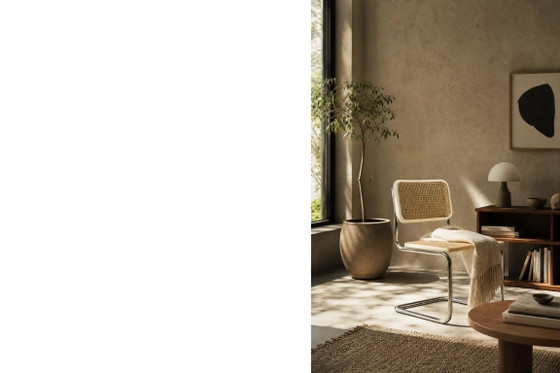 Image 1 of Chaises vintage italiennes modernes du milieu du siècle, en bois blanc et osier français, lot de 2