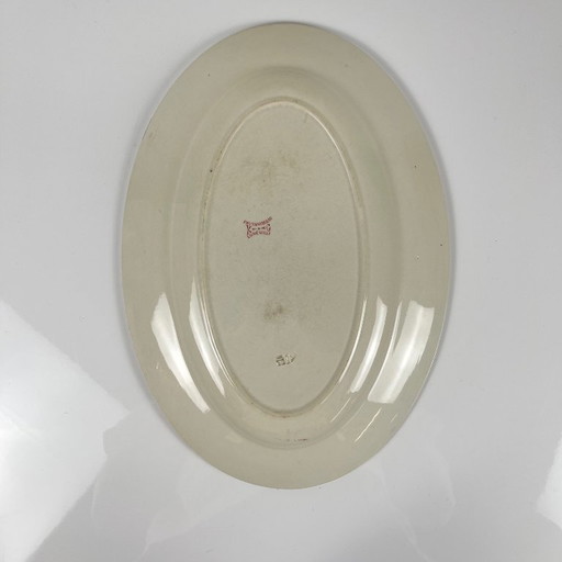 Grande piatto ovale KG Lunéville, in gres, "Fontainebleau", rosa, XIX secolo