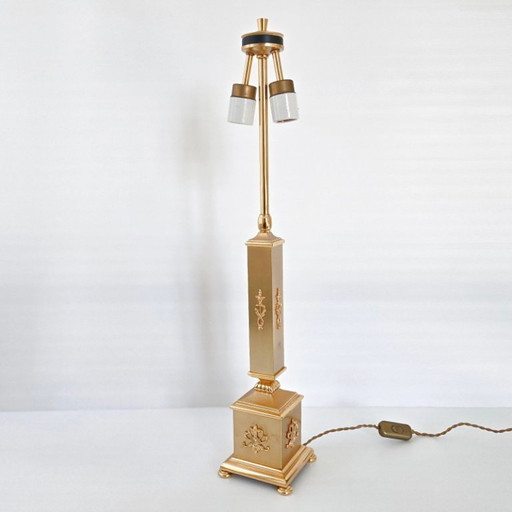 Vintage 1970s table lamp signed Sciolari, bronze and gilt brass, 70s