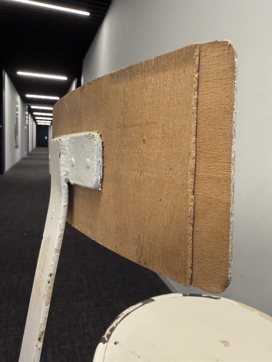 Image 1 of Set di 2 sedie da fabbrica industriali di metà secolo – regolabili, con logo KOJAL stampato