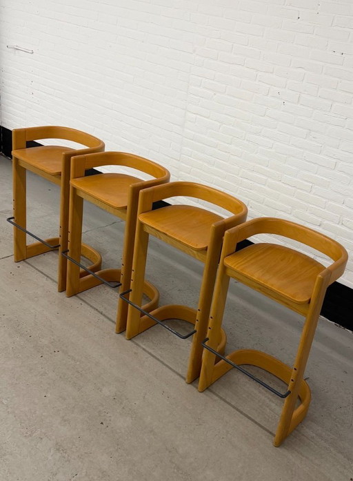 Set van 4 Willy Rizzo stijl barkrukken
