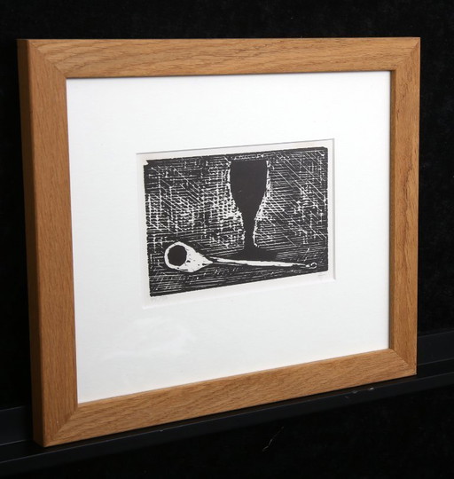 Teuber, Hermann - Nature morte - linogravure - encadrée - monogrammée