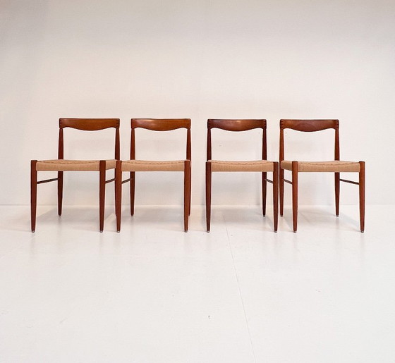 Image 1 of Gereviseerde Set Van 4 Papercord Stoelen Van H. Klein Voor Bramin, 1960's