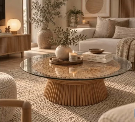 Table basse en bambou de McGuire. Années 70